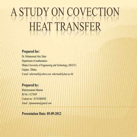 A study on covection heat transfer