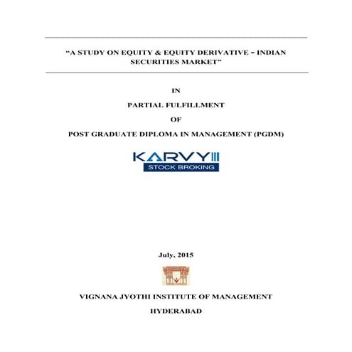A study on equity & equity derivative   indian securities market