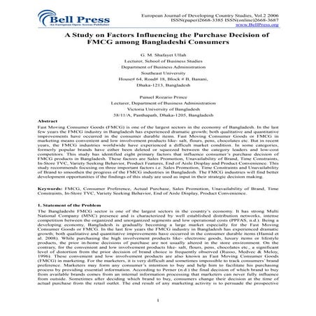 A study on factors influencing the purchase decision of | PDF