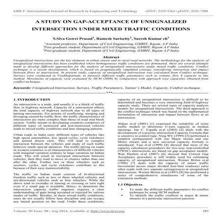 A study on gap acceptance of unsignalized intersection under mixed traffic co...
