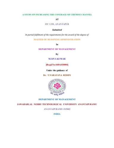 A study on increasing the coverage of chemist channel 1