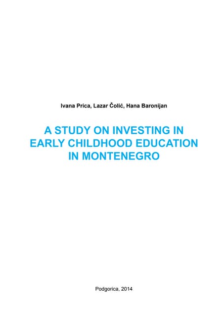 A study on investing in early childhood education in Montenegro