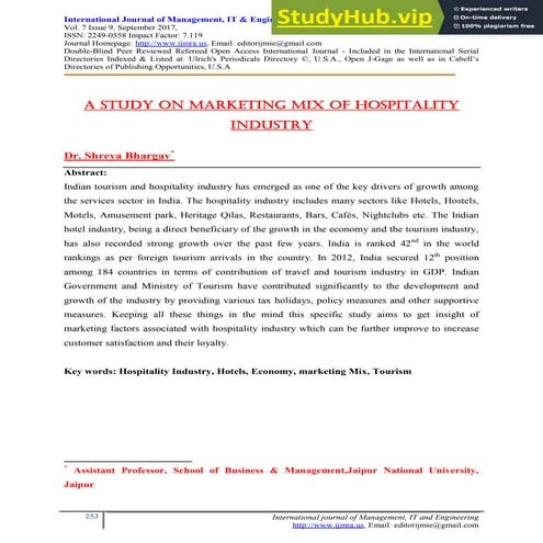 A Study on Marketing Mix of Hospitality Industry.pdf