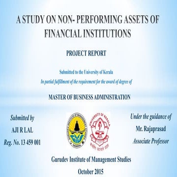 A study on non  performing assets of financial institutions