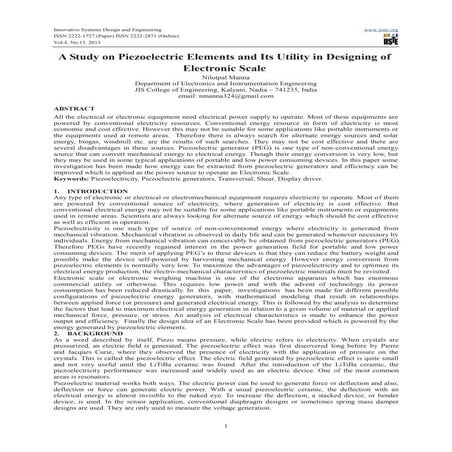 A study on piezoelectric elements and its utility in designing