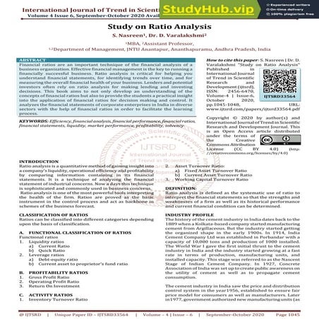 A Study On Ratio Analysis