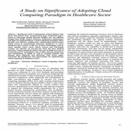 A study on significance of adopting cloud computing paradigm in healthcare se...