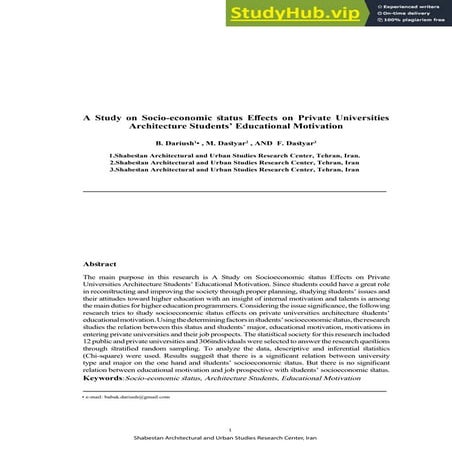 A Study Of Socio Economic Status And Academic Motivation | PDF