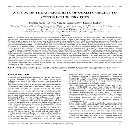 A study on the applicability of quality circles to construction projects