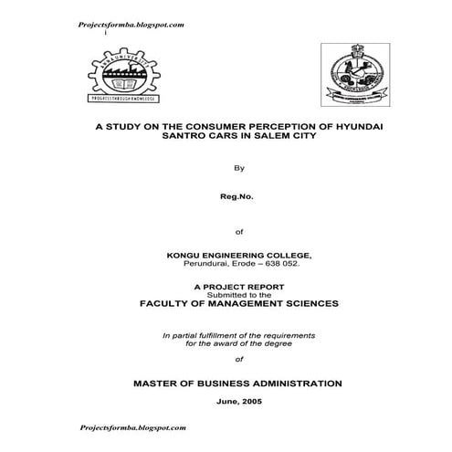 A study on the consumer perception of hyundai santro cars in salem city