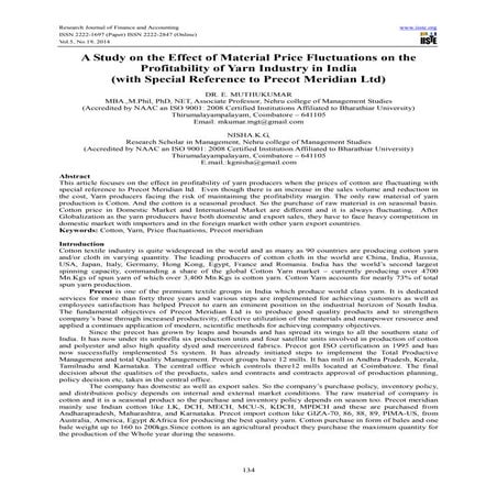 A study on the effect of material price fluctuations on the profitability of ...