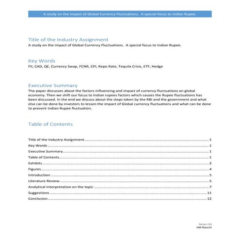 A study on the impact of global currency fluctuations with a special focus to...