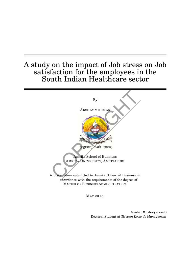 Dissertation research using job satisfaction survey jss
