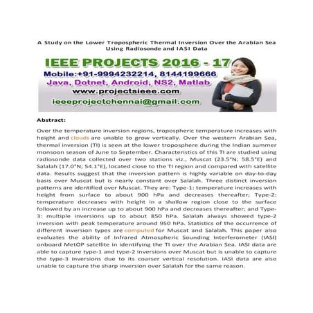 A study on the lower tropospheric thermal inversion over the arabian sea usin...