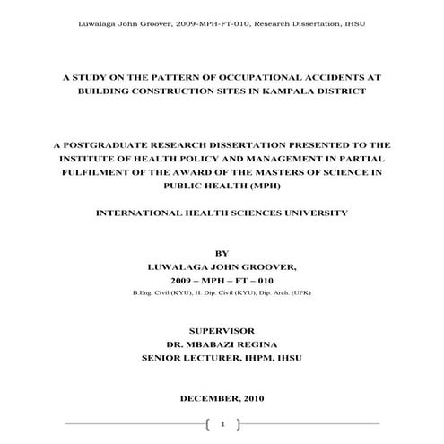 A study on the pattern of occupational accidents at building construction sit...