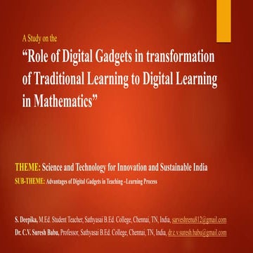 A study on the role of digital gadgets in transformation of Traditional Learn...