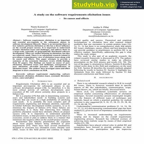 A Study On The Software Requirements Elicitation Issues Its Causes And Effects