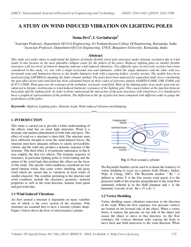 A study on wind induced vibration on lighting poles