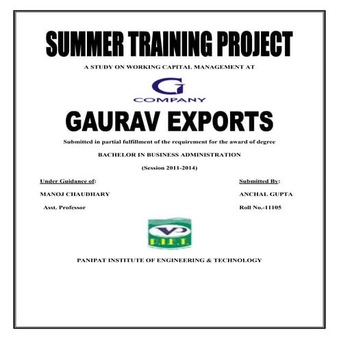 A study on_working_capital_management_at Export