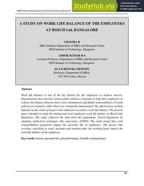 Work Life Balance of women | PPTX