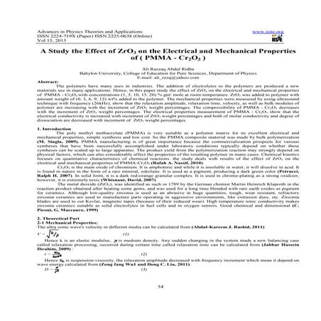 A study the effect of zr o3 on the electrical and mechanical properties