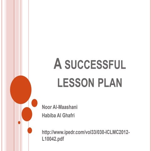 A successful lesson plan