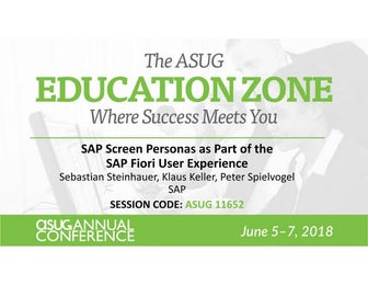 SAPPHIRE NOW 2018 ASUG 11652 SAP Screen Personas as part of the SAP Fiori UX