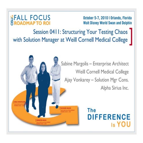 ASUG 2010 - Structuring your Testing Chaos with Solution Manager