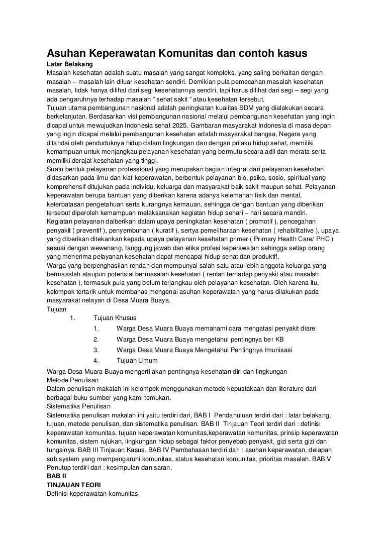 Asuhan Keperawatan Komunitas Dan Contoh Kasus
