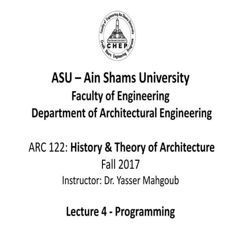 Asu history and theory lecture 3a-programming 14-10-2017 | PPT