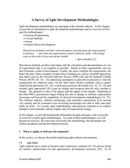 A Survey Of Agile Development Methodologies