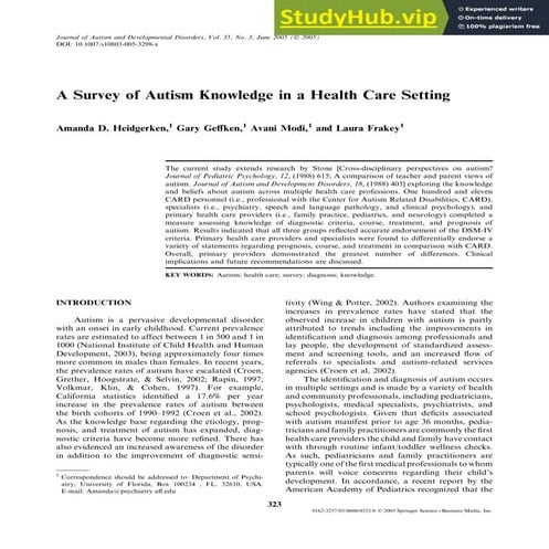 Parent’s Knowledge of Autism | DOCX