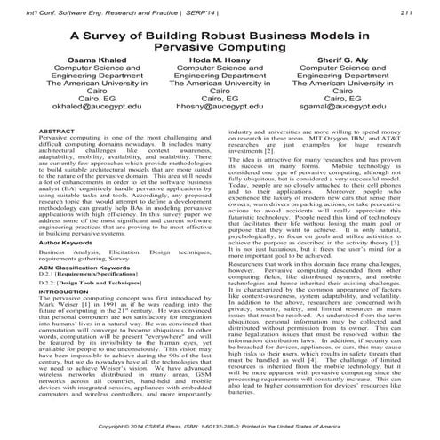 A Survey of Building Robust Business Models in Pervasive Computing