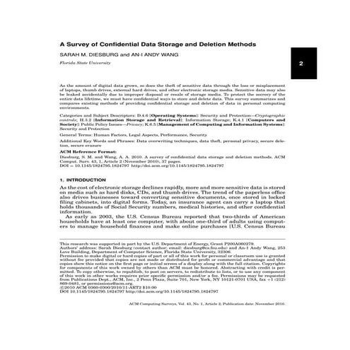 A survey of confidential data storage and deletion methods