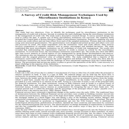 A survey of credit risk management techniques used by microfinance institutio...