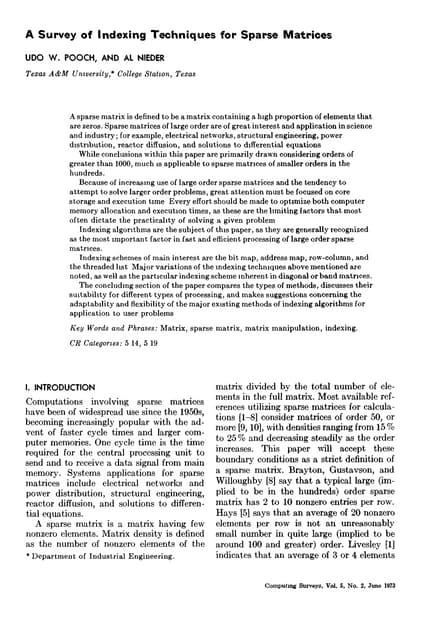 A survey of indexing techniques for sparse matrices