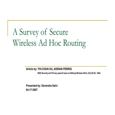 A Survey on Secure Routing Protocol for Data Transmission in ad hoc ...