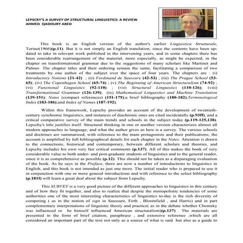 A survey of structural linguistics