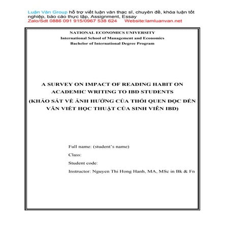 A survey on impact of reading habit on academic writing to IBD students ...