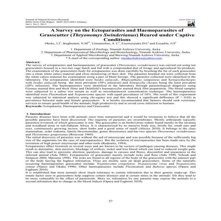 A survey on the ectoparasites and haemoparasites of