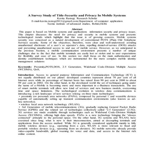 A survey study of title security and privacy in mobile systems