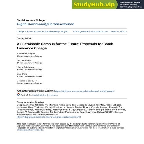 A Sustainable Campus For The Future  Proposals For Sarah Lawrence College
