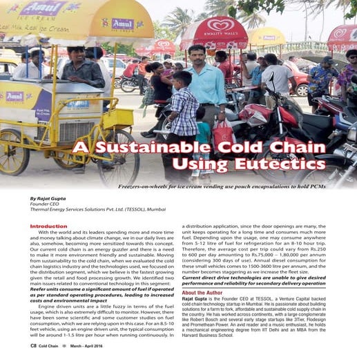 A sustainable cold chain using eutectics