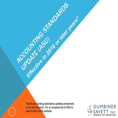 Accounting Standards Updates (ASU) Effective in 2016 or later years