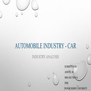 AUTOMOBILE INDUSTRY - CAR - INDUSTRY ANALYSIS