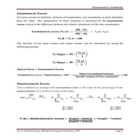 Asymmetric synthesis notes
