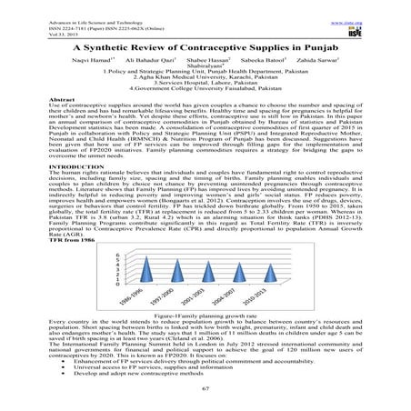 A synthetic review of contraceptive supplies in punjab