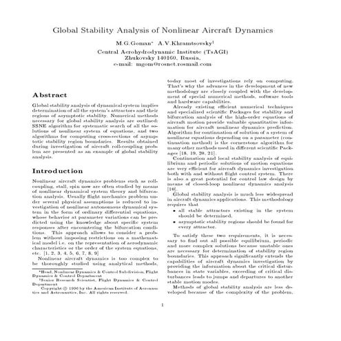 M.G.Goman, A.V.Khramtsovsky (1997) - Global Stability Analysis of Nonlinear A...