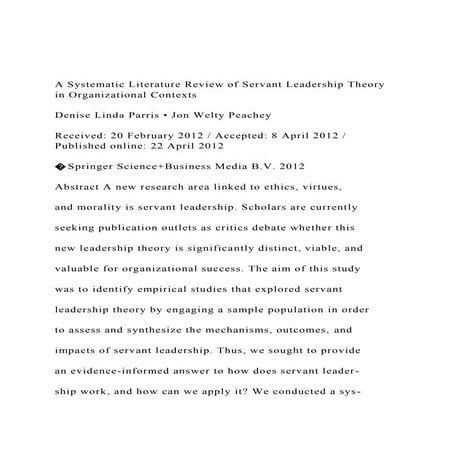 A Systematic Literature Review of Servant Leadership Theoryi.docx