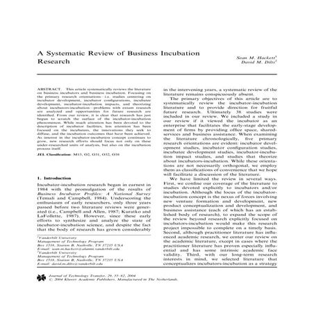 A systematic review of business incubation research
